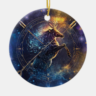 Adorno De Cerámica Diseño de Acuarela del Signo Zodiacal Sagitario