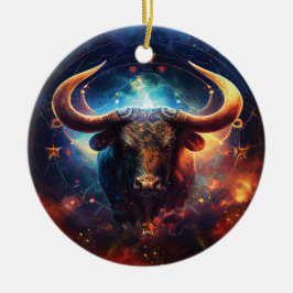 Adorno De Cerámica Diseño de Acuarela del Signo Zodiacal Tauro