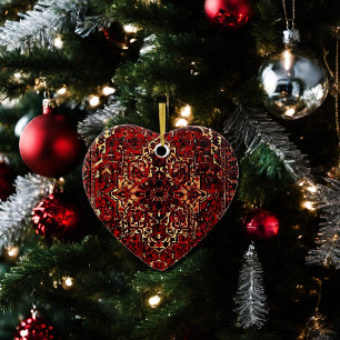 Adorno De Cerámica Diseño de alfombras orientales en rojo oscuro