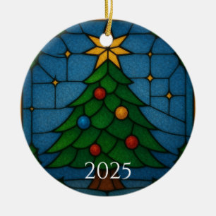 Adorno De Cerámica Diseño de árbol de Navidad de vidrio emplomado est