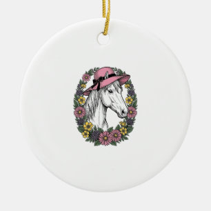 Adorno De Cerámica Diseño de arte vectorial de retrato de caballo flo