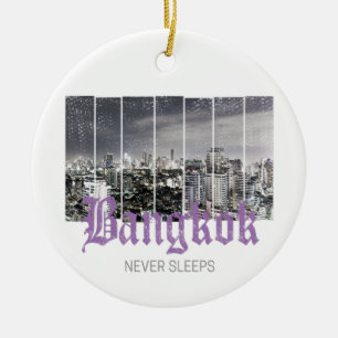 Adorno De Cerámica Diseño de Bangkok Skyline Vintage BKK Retro Tailan