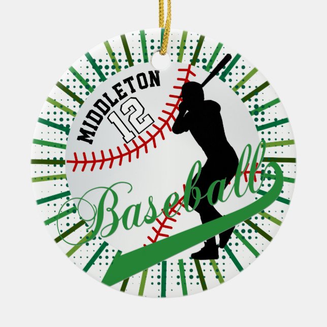 Adorno De Cerámica Diseño de baterías de béisbol ⚾ Verde (Frente)
