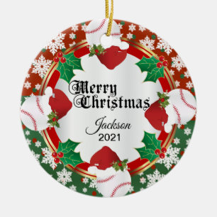 Adorno De Cerámica Diseño de béisbol para navidades