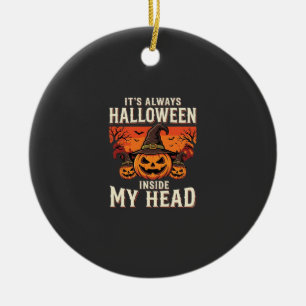 Adorno De Cerámica Diseño de bruja de calabaza de Halloween siempre_1