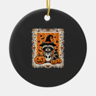 Adorno De Cerámica Diseño de calabaza de Halloween de mapache espeluz