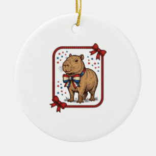 Adorno De Cerámica Diseño de camisa de corbata de lazo de capibara pa