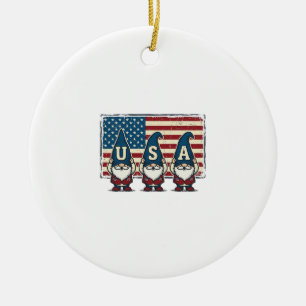 Adorno De Cerámica Diseño de camiseta blanca con gnomos patrióticos v