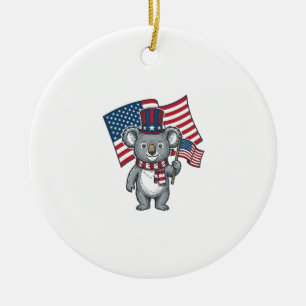 Adorno De Cerámica Diseño de camiseta con bandera de koala patriótico