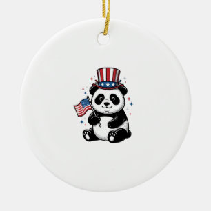 Adorno De Cerámica Diseño de camiseta con bandera de panda patriótico