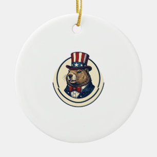 Adorno De Cerámica Diseño de camiseta con grabado vintage de marmota 