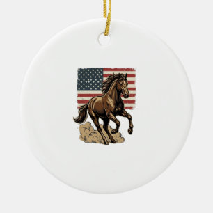 Adorno De Cerámica Diseño de camiseta de bandera americana de caballo