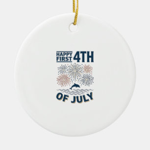 Adorno De Cerámica Diseño de camiseta de fuegos artificiales del 4 de