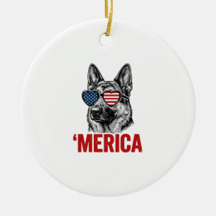 Adorno De Cerámica Diseño de camiseta de gafas de sol con bandera de
