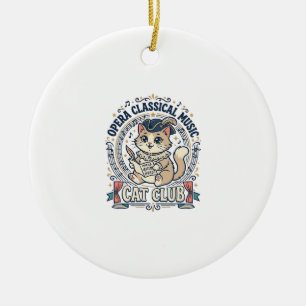 Adorno De Cerámica Diseño de camiseta de gato lindo de música clásica