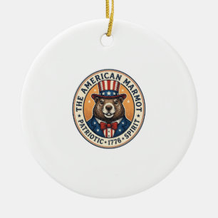 Adorno De Cerámica Diseño de camiseta de grabado vintage de marmota p