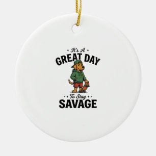 Adorno De Cerámica Diseño de camiseta de grabado vintage de perro sal