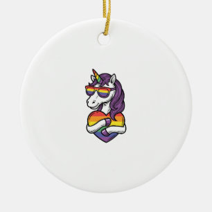 Adorno De Cerámica Diseño de camiseta de orgullo de corazón de unicor