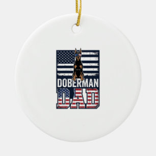 Adorno De Cerámica Diseño de camiseta de perro patriótico de Doberman