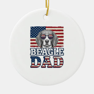 Adorno De Cerámica Diseño de camiseta de perro patriótico de papá Bea