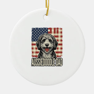 Adorno De Cerámica Diseño de camiseta de perro vintage patriótico de