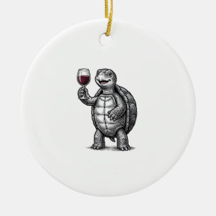 Adorno De Cerámica Diseño de camiseta de tortuga vintage sosteniendo