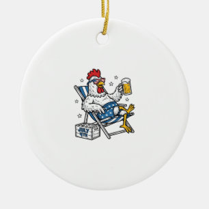 Adorno De Cerámica Diseño de camiseta patriótica de cerveza de pollo