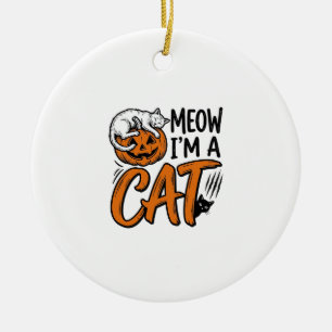 Adorno De Cerámica Diseño de camiseta tipográfica de gato de Hallowee