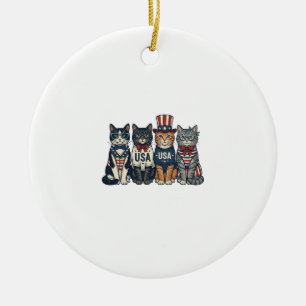 Adorno De Cerámica Diseño de camiseta Vintage Patriótico Gatos USA_1