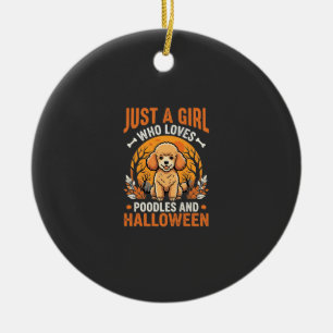Adorno De Cerámica Diseño de chica amante de perros caniches Hallowee