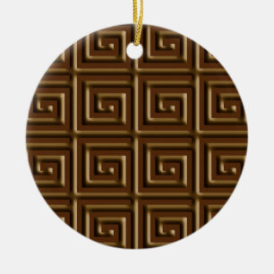 Adorno De Cerámica Diseño de clave griega - chocolate oscuro