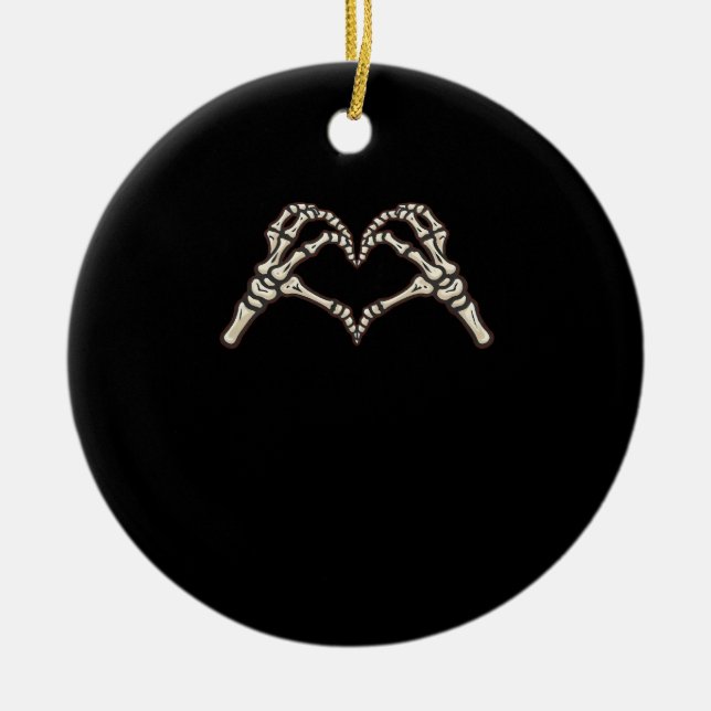 Adorno De Cerámica Diseño de Corazones de Mano de Esqueleto (Frente)