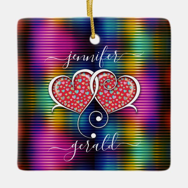 Adorno De Cerámica Diseño de Corazones Entrelazados Elegante de San V (Anverso)