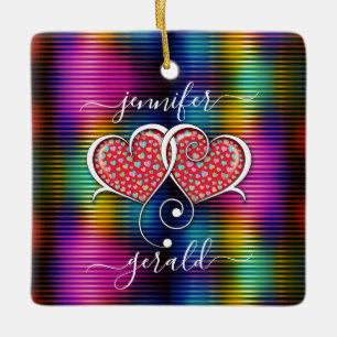 Adorno De Cerámica Diseño de Corazones Entrelazados Elegantes de San 