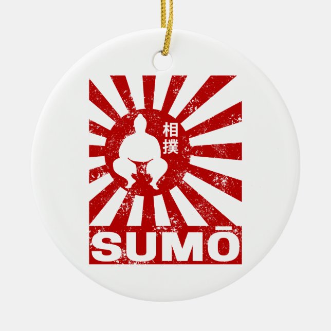 Adorno De Cerámica Diseño de cosecha japonesa de sumo retro (Frente)