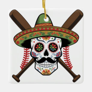 Adorno De Cerámica Diseño de cráneo de azúcar de béisbol de fiesta