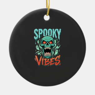 Adorno De Cerámica Diseño de cráneo de fantasma de Halloween Vibracio