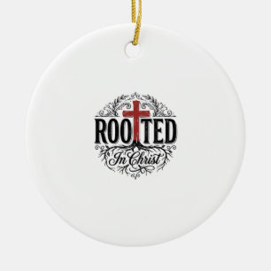 Adorno De Cerámica Diseño de cruz cristiana vintage arraigado en Cris