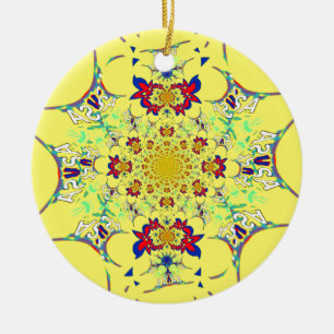 Adorno De Cerámica Diseño de Damasco Floral brillante en color Impres