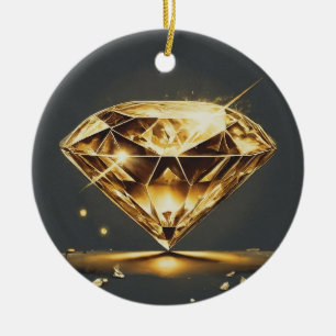 Adorno De Cerámica Diseño de diamantes amarillos y olas de agua