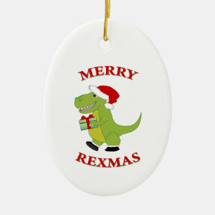 Adorno De Cerámica Diseño de dinosaurios T-Rex de Merry Rexmas