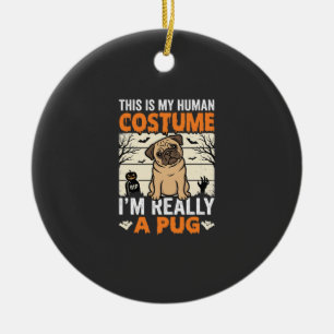 Adorno De Cerámica Diseño de disfraz humano de pug divertido de Hallo