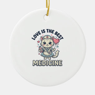 Adorno De Cerámica Diseño de enfermera adorable gato el amor es la me