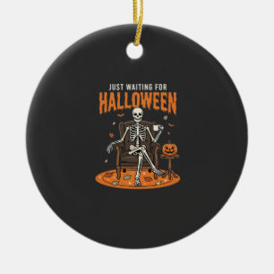 Adorno De Cerámica Diseño de esqueleto solo esperando Halloween_1