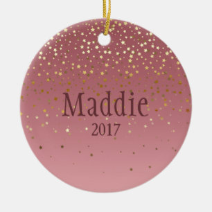 Adorno De Cerámica Diseño de estrellas de Marsala Rosa personalizado