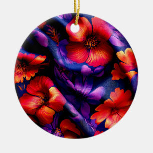 Adorno De Cerámica Diseño de Flor Púrpura Roja
