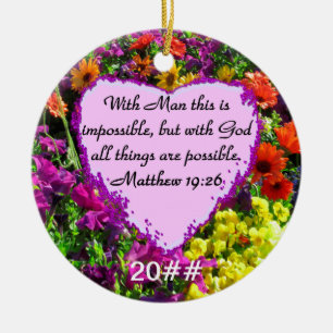 ADORNO DE CERÁMICA DISEÑO DE FOTOS DE PURPLE FLORAL MATTHEW 19:26