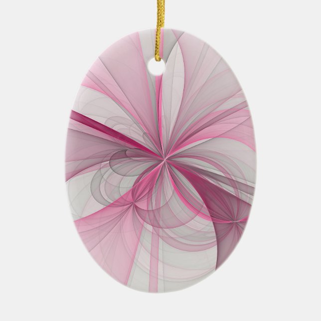 Adorno De Cerámica Diseño de fractal gris rosa claro abstracto modern (Frente)