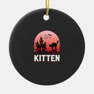 Adorno De Cerámica Diseño de gatito de Halloween Casa Embrujada Gato_