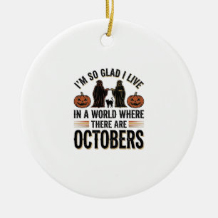 Adorno De Cerámica Diseño de gato de calabaza de cita de octubre de H